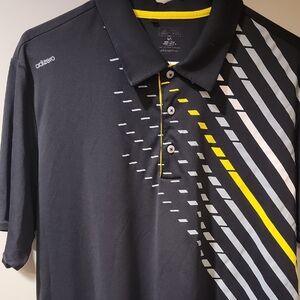 adidas Black Polo with Yellow and Gray Stripes